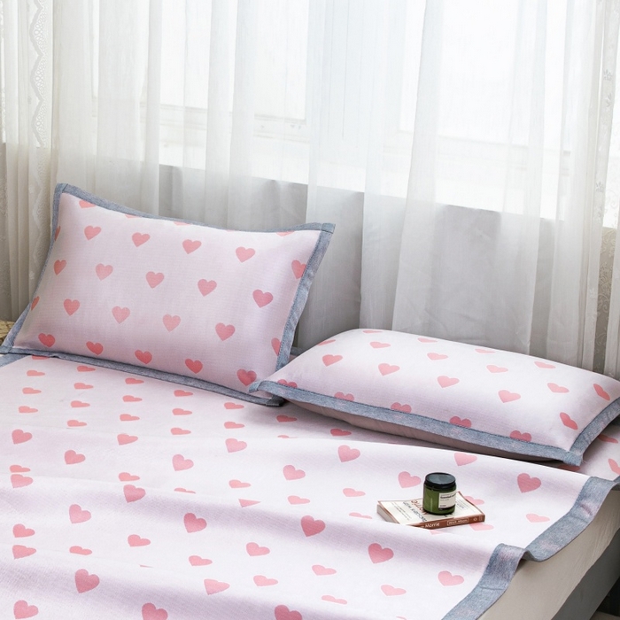 91家纺网 家纺一手货源 找家纺 凌云家纺  2025新款夏季凉席枕套成人枕芯套单人48*74冰丝枕头套凉爽凉感枕套 甜心-粉