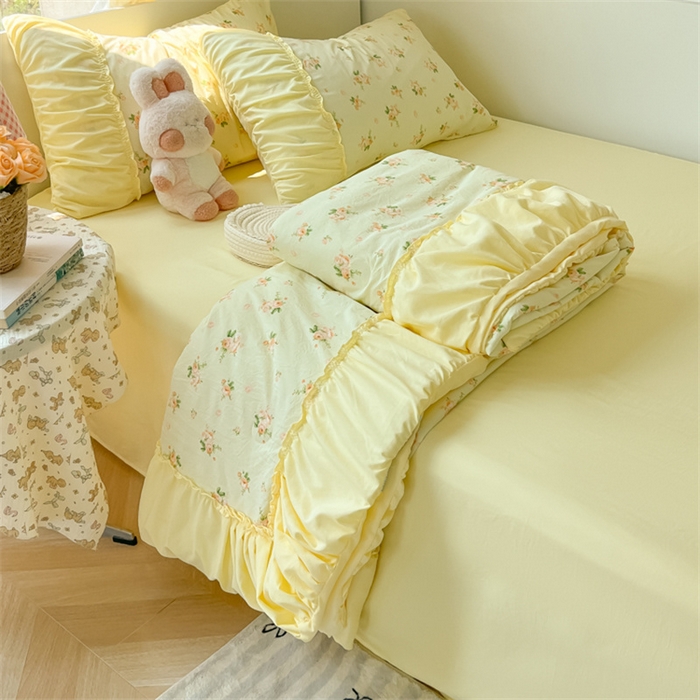 91家纺网 家纺一手货源 找家纺 （总）子钦家纺 2025新款云朵棉水洗棉宫廷风花边夏被单夏被夏被四件套-法式宫廷系列