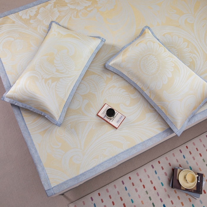 91家纺网 家纺一手货源 找家纺 凌云家纺  2025新款夏季凉席枕套成人枕芯套单人48*74冰丝枕头套凉爽凉感枕套 萱花-金