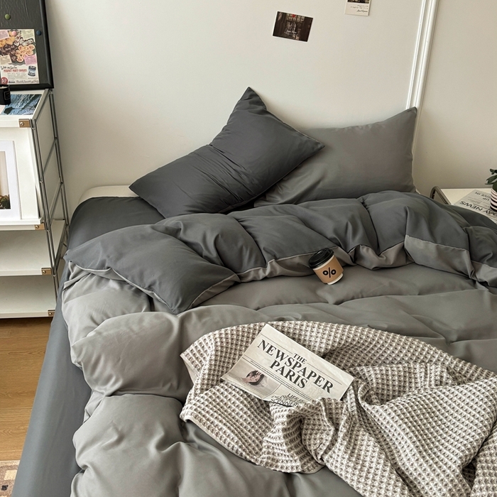 91家纺网 家纺一手货源 找家纺 百花王 2025新款纯色四件套 雾霾灰