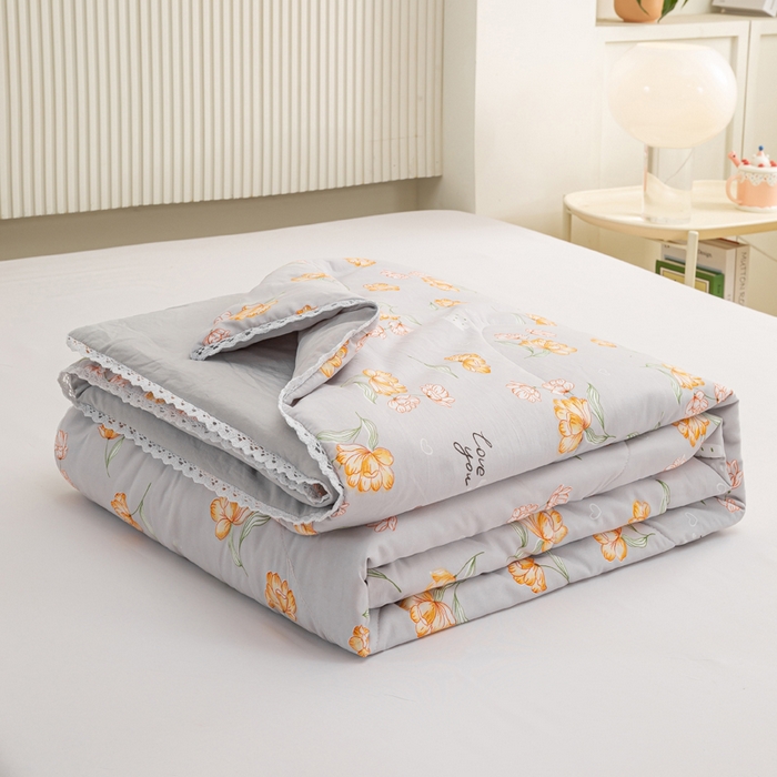 91家纺网 家纺一手货源 找家纺 （总）穆琪 2025新款小花边夏凉被印花夏被小清新夏凉被