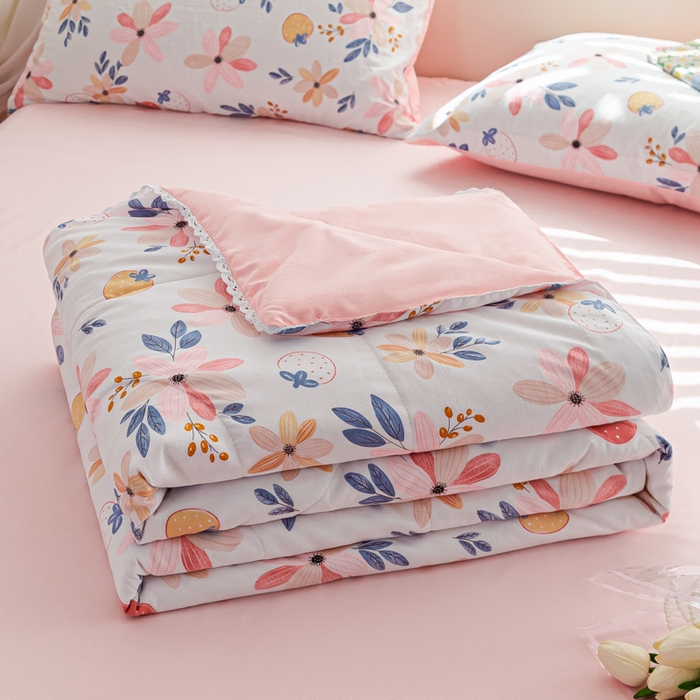 91家纺网 家纺一手货源 找家纺 （总）穆琪 2025新款小花边夏凉被印花夏被小清新夏凉被