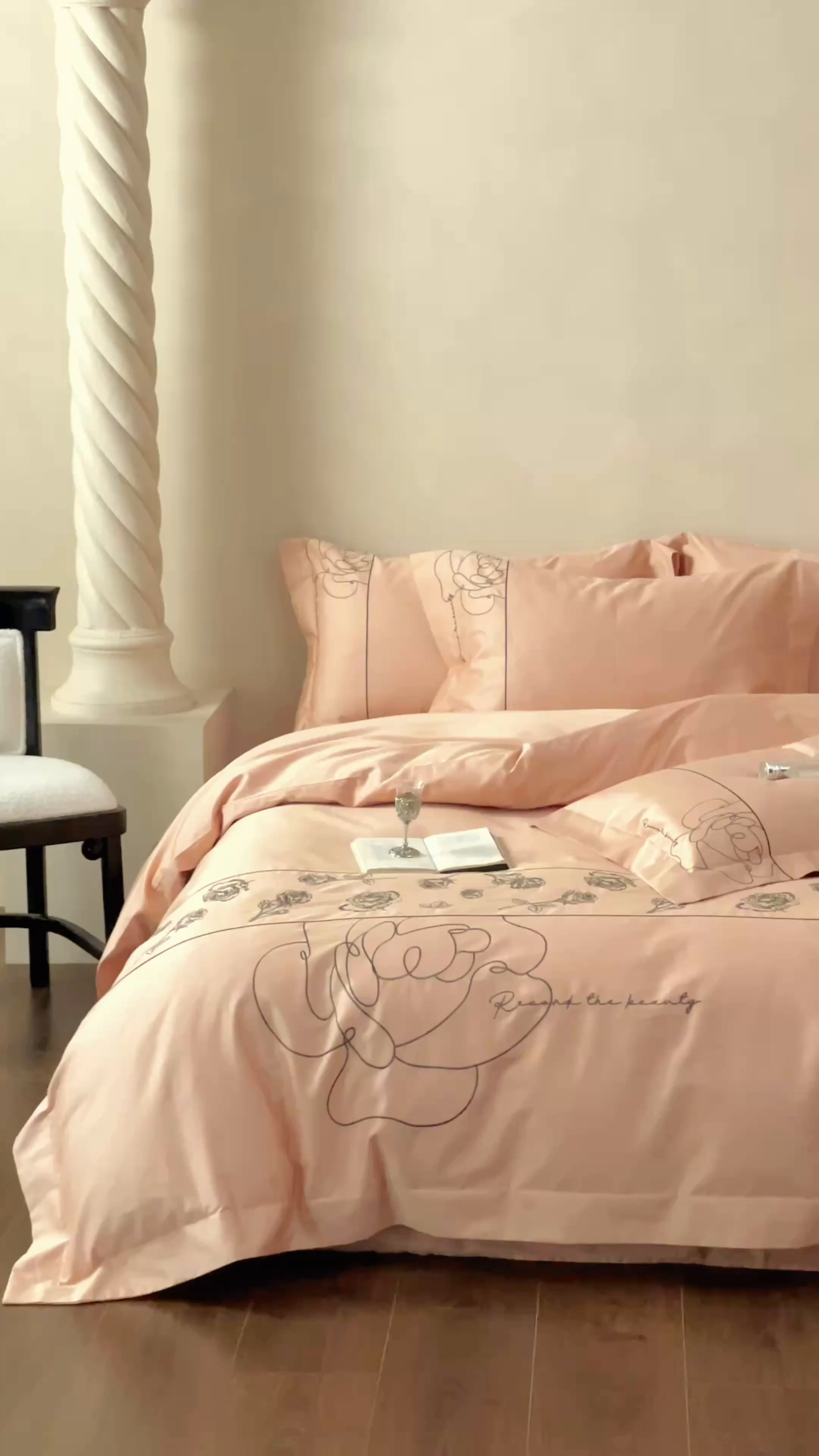 91家纺网 家纺一手货源 找家纺 艾莱家纺 2025春夏新款A类100S长绒棉全棉纯棉四件套-小野玫瑰 小野玫瑰-如意橙