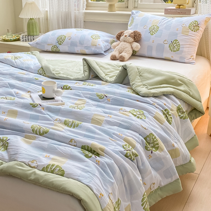 91家纺网 家纺一手货源 找家纺 穆琪 2025年新款手包边小清新夏凉被水洗棉夏凉被印花夏被 半夏时光