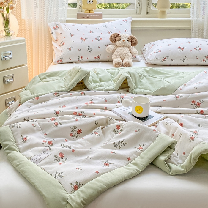 91家纺网 家纺一手货源 找家纺 穆琪 2025年新款手包边小清新夏凉被水洗棉夏凉被印花夏被 蓓蕾芬芳