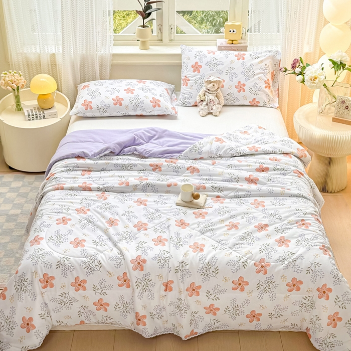 91家纺网 家纺一手货源 找家纺 穆琪 2025新款小花边夏凉被印花夏被小清新夏凉被 花颜-小花边