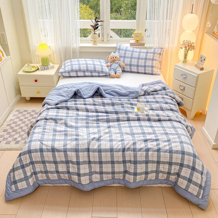 91家纺网 家纺一手货源 找家纺 穆琪 2025年新款手包边小清新夏凉被水洗棉夏凉被印花夏被 格调