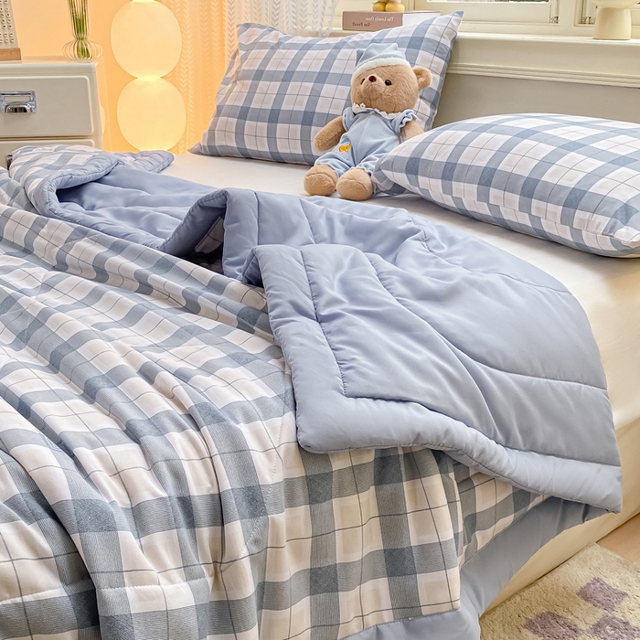 91家纺网 家纺一手货源 找家纺 穆琪 2025年新款手包边小清新夏凉被水洗棉夏凉被印花夏被 格调