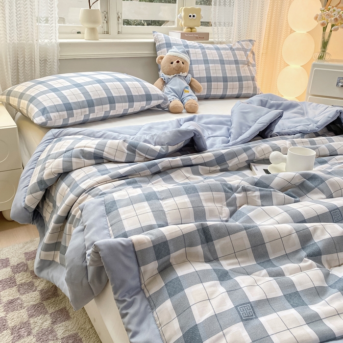 91家纺网 家纺一手货源 找家纺 穆琪 2025年新款手包边小清新夏凉被水洗棉夏凉被印花夏被 格调