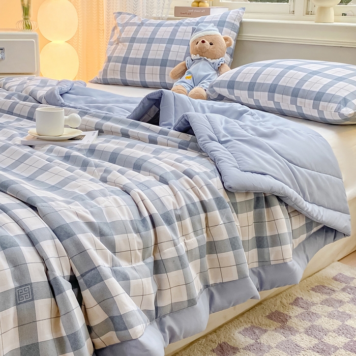 91家纺网 家纺一手货源 找家纺 穆琪 2025年新款手包边小清新夏凉被水洗棉夏凉被印花夏被 格调