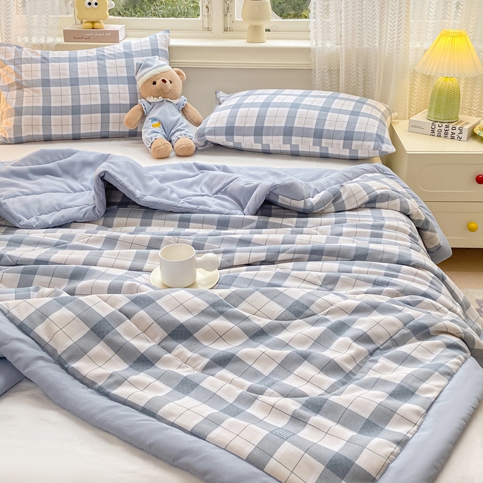 91家纺网 家纺一手货源 找家纺 穆琪 2025年新款手包边小清新夏凉被水洗棉夏凉被印花夏被 格调