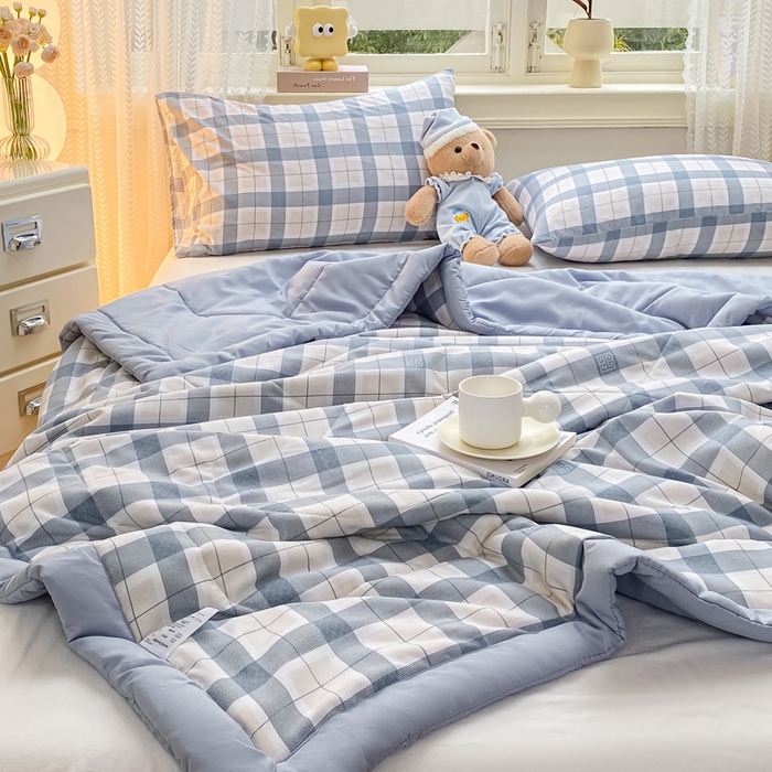 91家纺网 家纺一手货源 找家纺 穆琪 2025年新款手包边小清新夏凉被水洗棉夏凉被印花夏被 格调