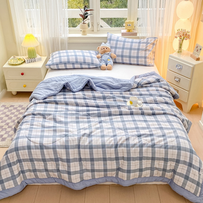 91家纺网 家纺一手货源 找家纺 穆琪 2025年新款手包边小清新夏凉被水洗棉夏凉被印花夏被 格调