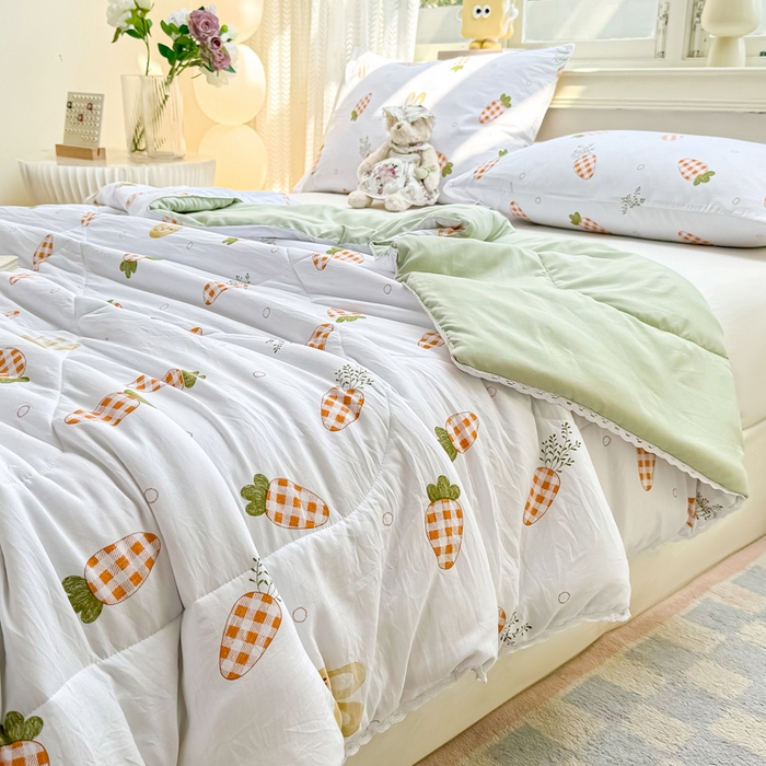 91家纺网 家纺一手货源 找家纺 穆琪 2025新款小花边夏凉被印花夏被小清新夏凉被 奇趣萌宠-小花边