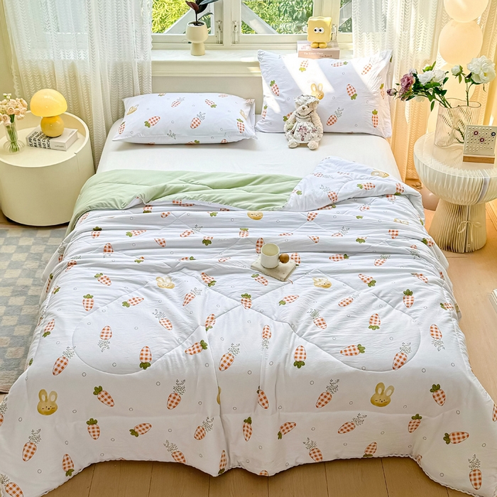 91家纺网 家纺一手货源 找家纺 穆琪 2025新款小花边夏凉被印花夏被小清新夏凉被 奇趣萌宠-小花边