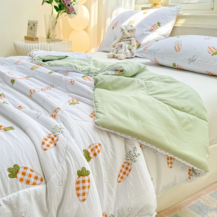 91家纺网 家纺一手货源 找家纺 穆琪 2025新款小花边夏凉被印花夏被小清新夏凉被 奇趣萌宠-小花边