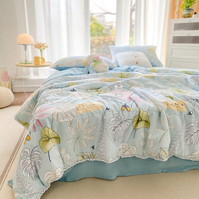 91家纺网 家纺一手货源 找家纺 穆琪 2025新款小花边夏凉被印花夏被小清新夏凉被 盛夏