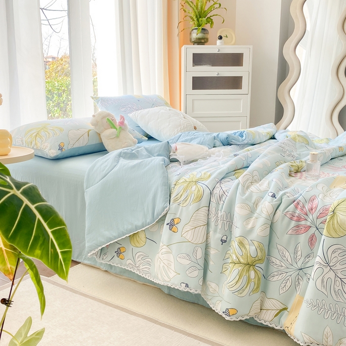 91家纺网 家纺一手货源 找家纺 穆琪 2025新款小花边夏凉被印花夏被小清新夏凉被 盛夏