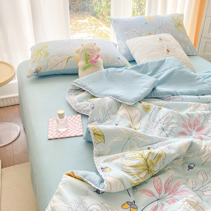 91家纺网 家纺一手货源 找家纺 穆琪 2025新款小花边夏凉被印花夏被小清新夏凉被 盛夏