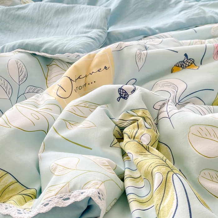 91家纺网 家纺一手货源 找家纺 穆琪 2025新款小花边夏凉被印花夏被小清新夏凉被 盛夏