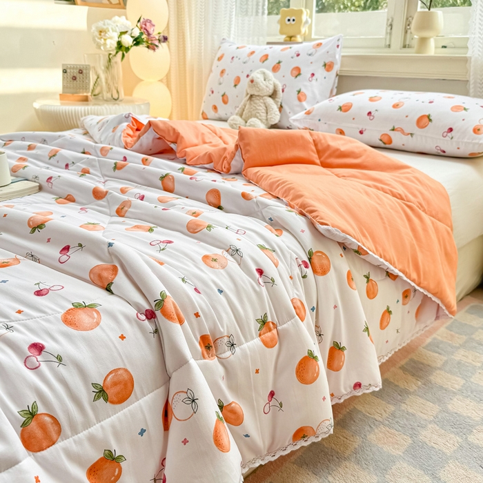 91家纺网 家纺一手货源 找家纺 穆琪 2025新款小花边夏凉被印花夏被小清新夏凉被 甜蜜邂逅-小花边