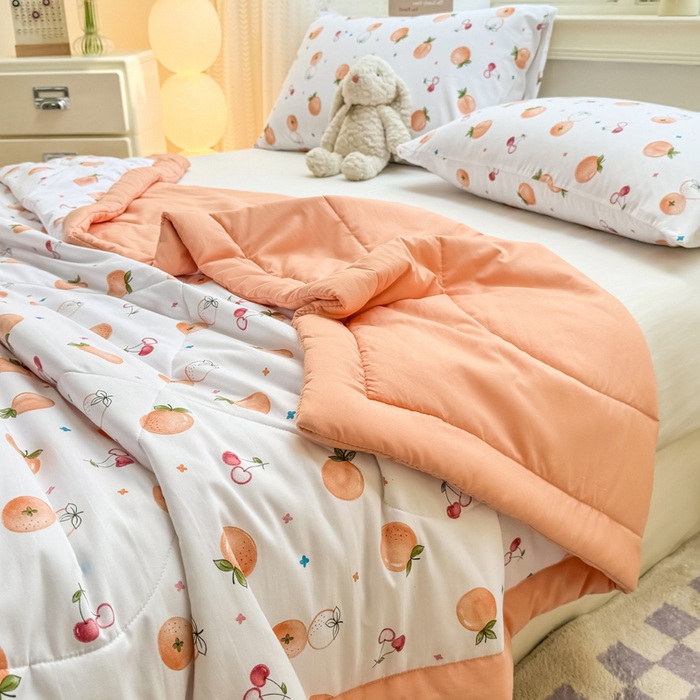 91家纺网 家纺一手货源 找家纺 穆琪 2025年新款手包边小清新夏凉被水洗棉夏凉被印花夏被 甜蜜邂逅