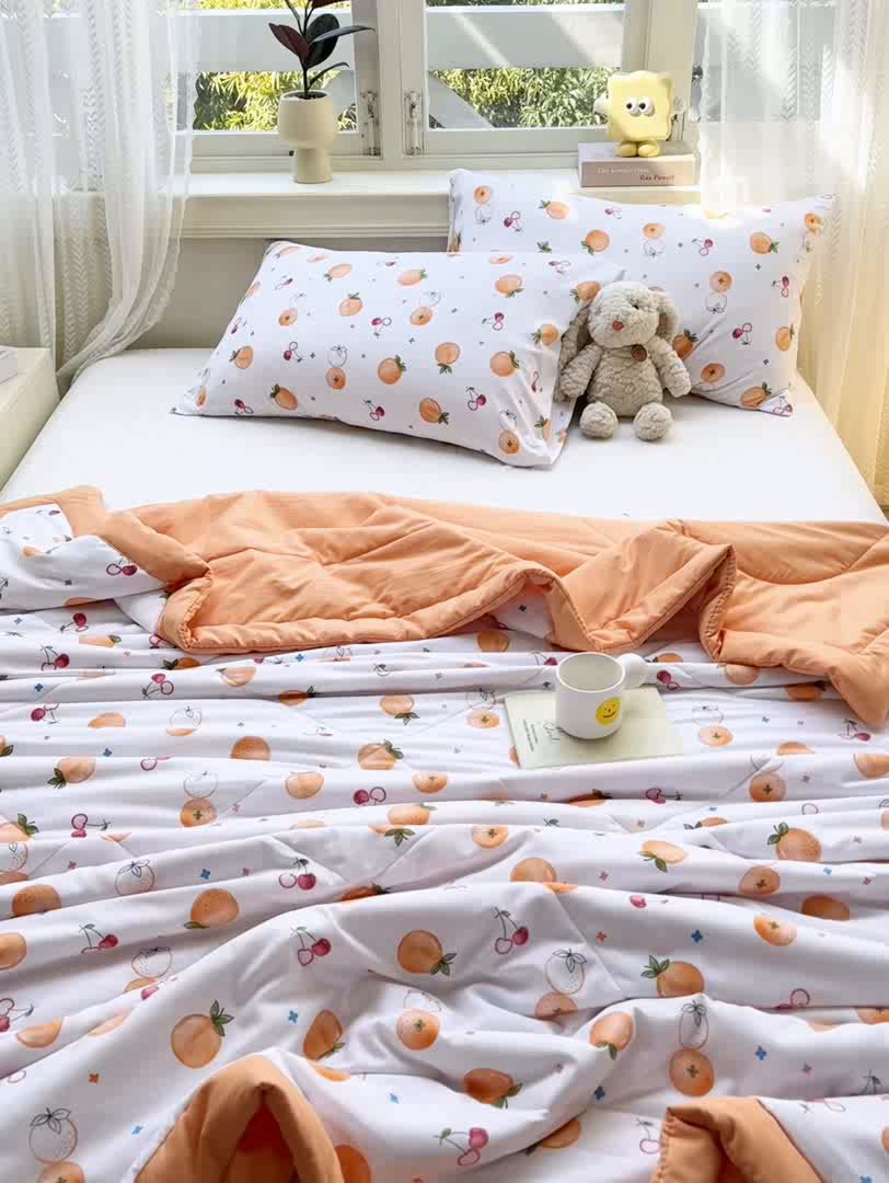 91家纺网 家纺一手货源 找家纺 穆琪 2025年新款手包边小清新夏凉被水洗棉夏凉被印花夏被 甜蜜邂逅