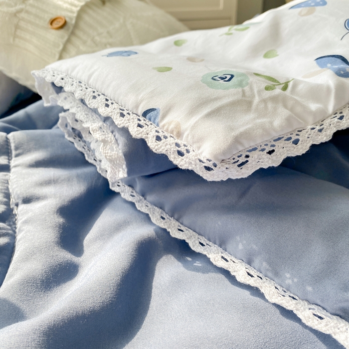 91家纺网 家纺一手货源 找家纺 穆琪 2025新款小花边夏凉被印花夏被小清新夏凉被 小蘑菇