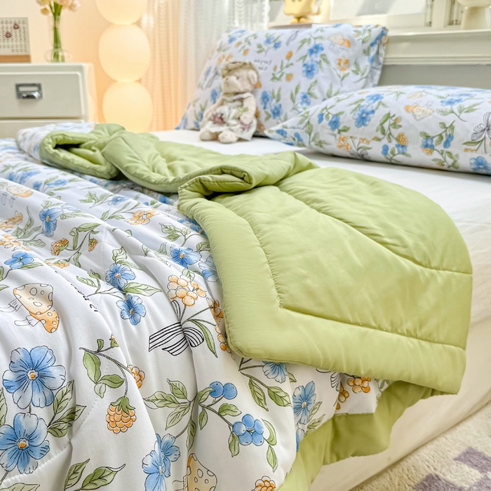 91家纺网 家纺一手货源 找家纺 穆琪 2025年新款手包边小清新夏凉被水洗棉夏凉被印花夏被 享生活