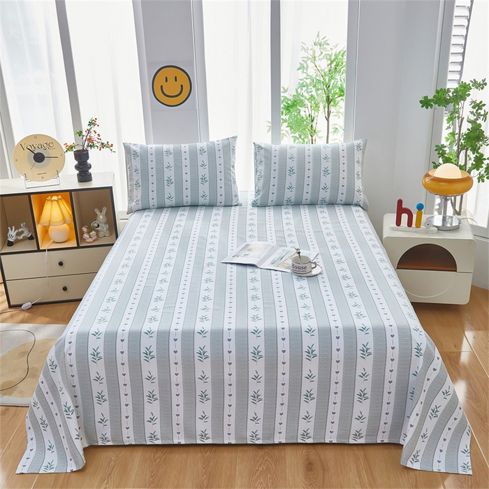 91家纺网 家纺一手货源 找家纺 （总）雲归梦 2025新款原棉老粗布床单席子凉席印花三件套