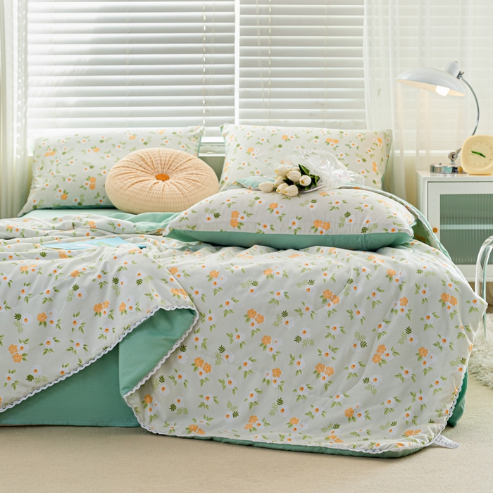 91家纺网 家纺一手货源 找家纺 （总）穆琪 2025新款小花边夏凉被印花夏被小清新夏凉被