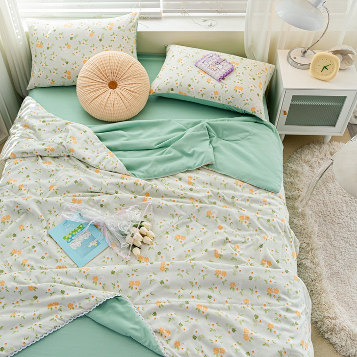 91家纺网 家纺一手货源 找家纺 （总）穆琪 2025新款小花边夏凉被印花夏被小清新夏凉被