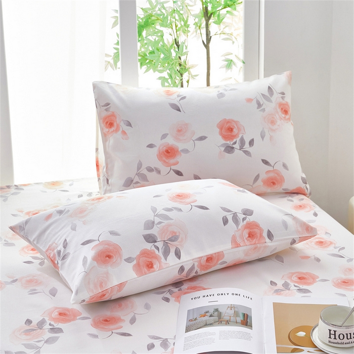 91家纺网 家纺一手货源 找家纺 雲归梦 2025新款原棉老粗布床单席子凉席印花三件套 风雅玫瑰-粉