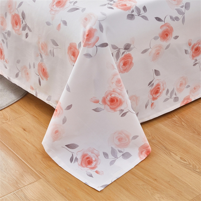 91家纺网 家纺一手货源 找家纺 雲归梦 2025新款原棉老粗布床单席子凉席印花三件套 风雅玫瑰-粉