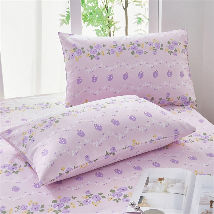 91家纺网 家纺一手货源 找家纺 雲归梦 2025新款原棉老粗布床单席子凉席印花三件套 凤仙朵-粉