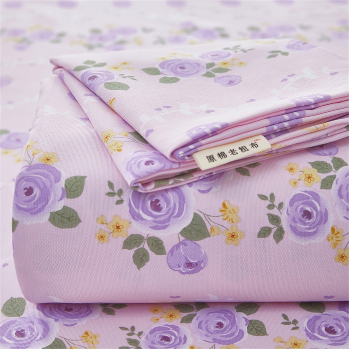 91家纺网 家纺一手货源 找家纺 雲归梦 2025新款原棉老粗布床单席子凉席印花三件套 凤仙朵-粉