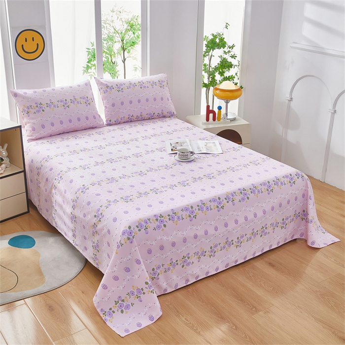 91家纺网 家纺一手货源 找家纺 雲归梦 2025新款原棉老粗布床单席子凉席印花三件套 凤仙朵-粉