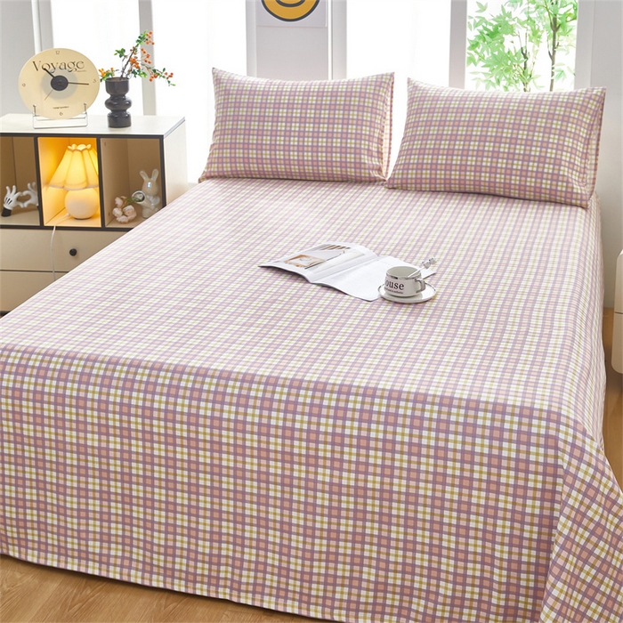 91家纺网 家纺一手货源 找家纺 雲归梦 2025新款原棉老粗布床单席子凉席印花三件套 格调日记-粉