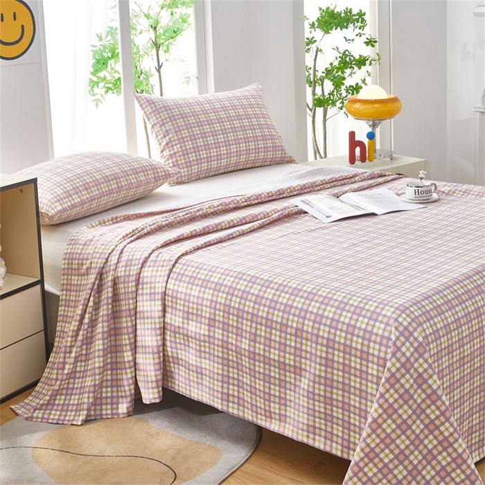 91家纺网 家纺一手货源 找家纺 雲归梦 2025新款原棉老粗布床单席子凉席印花三件套 格调日记-粉