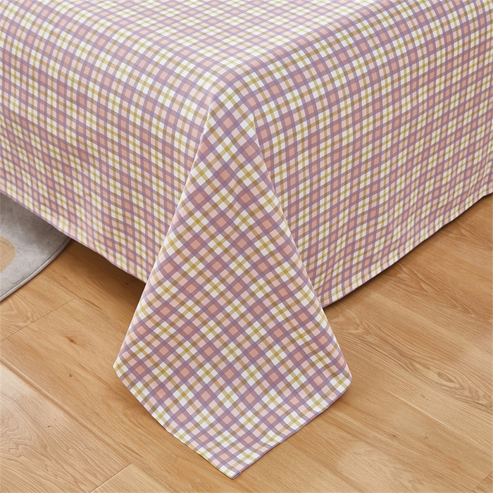 91家纺网 家纺一手货源 找家纺 雲归梦 2025新款原棉老粗布床单席子凉席印花三件套 格调日记-粉