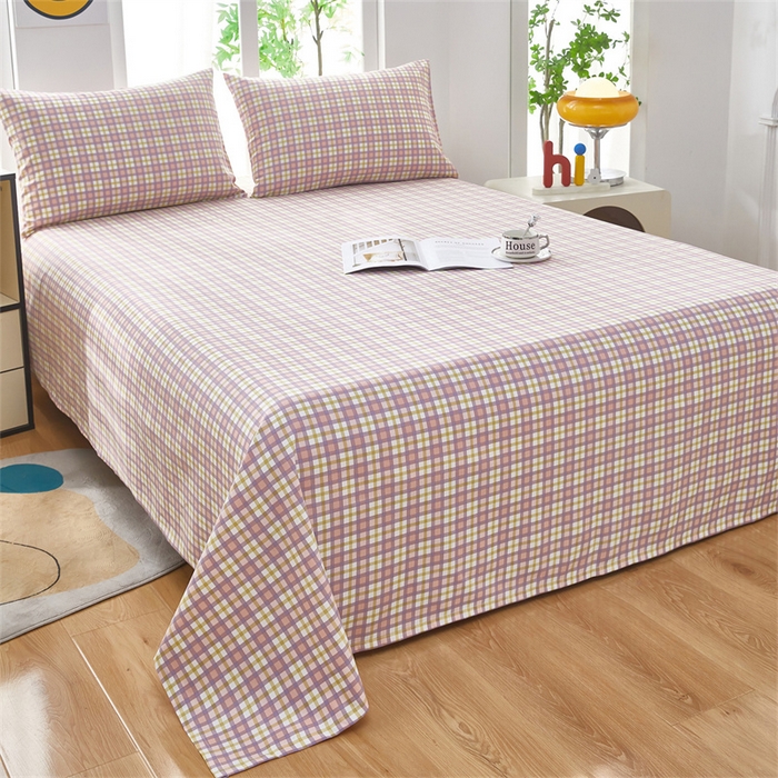 91家纺网 家纺一手货源 找家纺 雲归梦 2025新款原棉老粗布床单席子凉席印花三件套 格调日记-粉