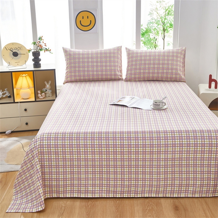 91家纺网 家纺一手货源 找家纺 雲归梦 2025新款原棉老粗布床单席子凉席印花三件套 格调日记-粉