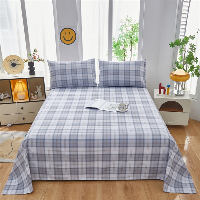 雲归梦 2025新款原棉老粗布床单席子凉席印花三件套 记忆象限-灰