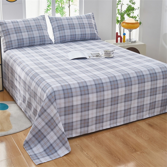 91家纺网 家纺一手货源 找家纺 雲归梦 2025新款原棉老粗布床单席子凉席印花三件套 记忆象限-灰