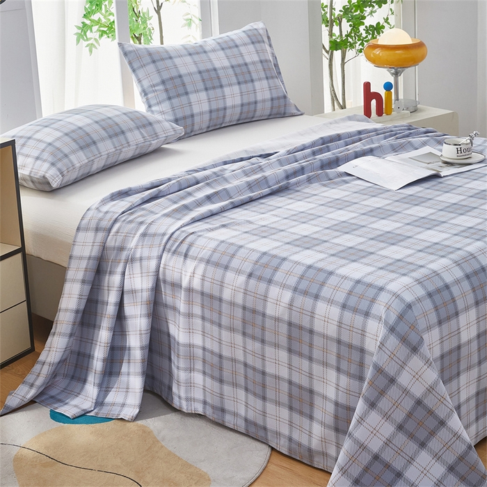 91家纺网 家纺一手货源 找家纺 雲归梦 2025新款原棉老粗布床单席子凉席印花三件套 记忆象限-灰