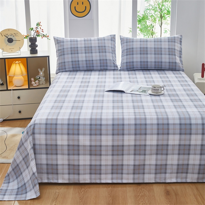 91家纺网 家纺一手货源 找家纺 雲归梦 2025新款原棉老粗布床单席子凉席印花三件套 记忆象限-灰