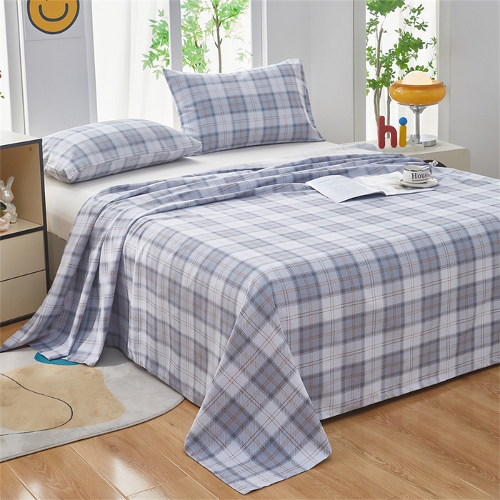 91家纺网 家纺一手货源 找家纺 雲归梦 2025新款原棉老粗布床单席子凉席印花三件套 记忆象限-灰