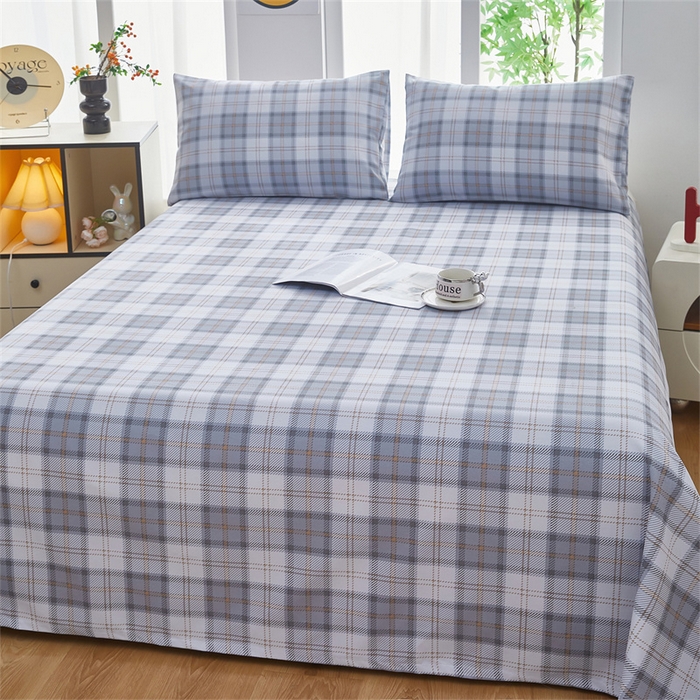 91家纺网 家纺一手货源 找家纺 雲归梦 2025新款原棉老粗布床单席子凉席印花三件套 记忆象限-灰