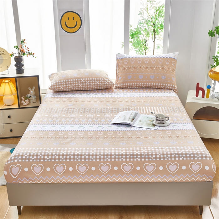 91家纺网 家纺一手货源 找家纺 雲归梦 2025新款原棉老粗布床单席子凉席印花三件套 加州甜心-棕