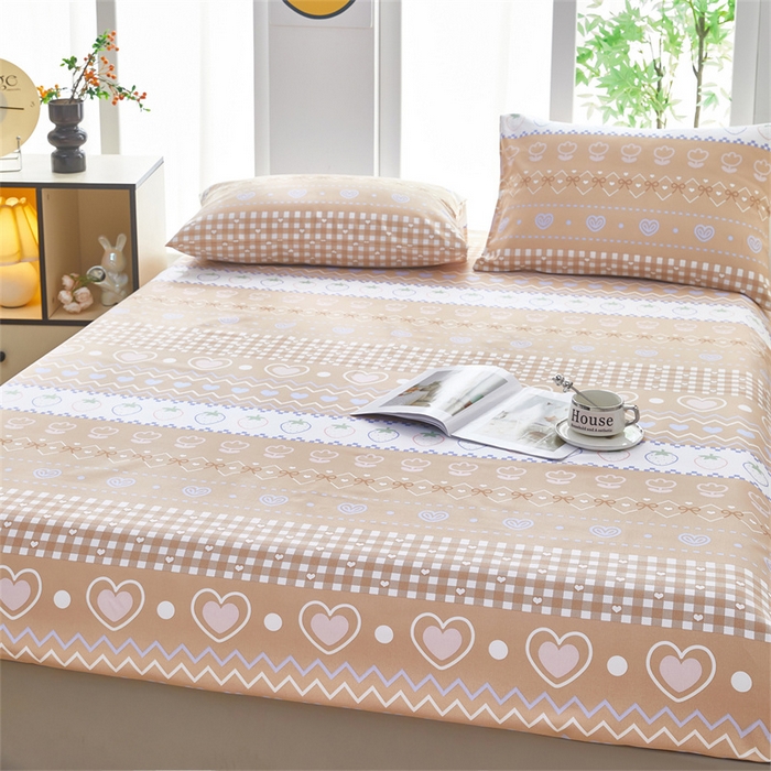 91家纺网 家纺一手货源 找家纺 雲归梦 2025新款原棉老粗布床单席子凉席印花三件套 加州甜心-棕